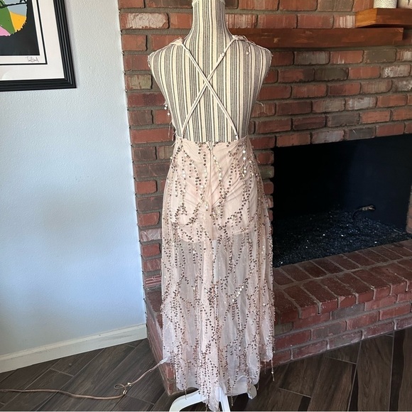NWT Hello Molly Heightened Perspective Sequin Midi Dress in Beige Sz S - Picture 9 of 11